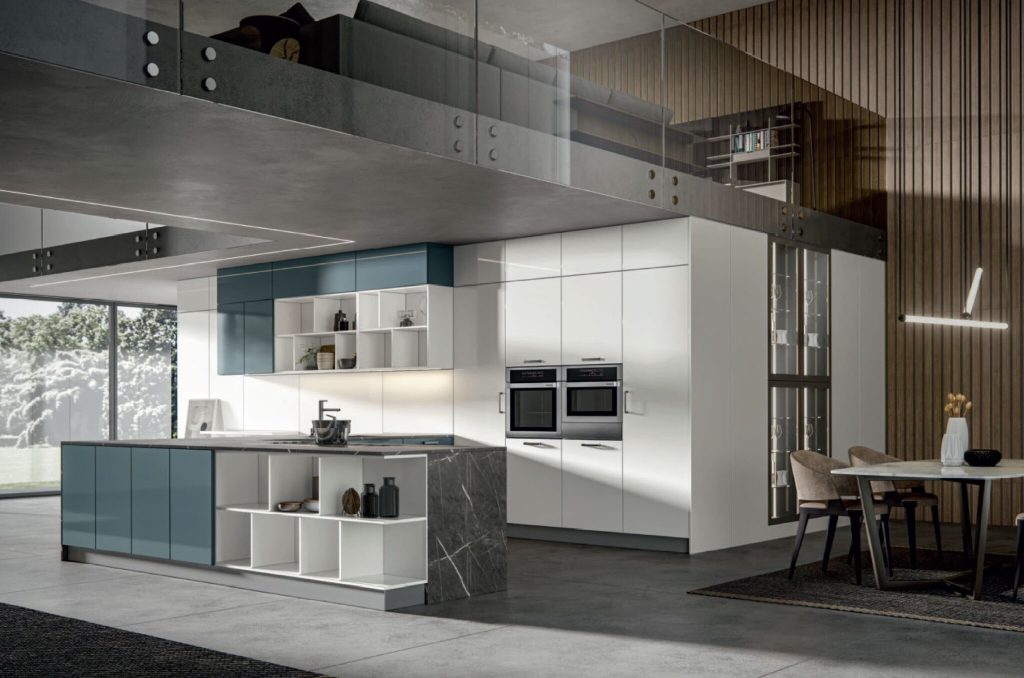 White Slab Kitchen Cabinets
