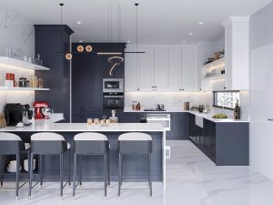 Modern Blue Grey Kitchen Cabinets