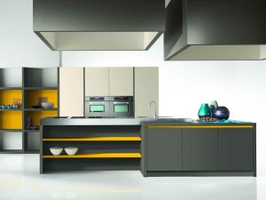 Modern Kitchen Cabinets with Brass Handle Accents