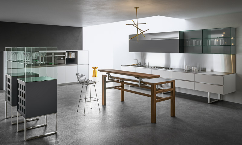 Modern Kitchen Cabinets with Vertical Pull-Out Racks