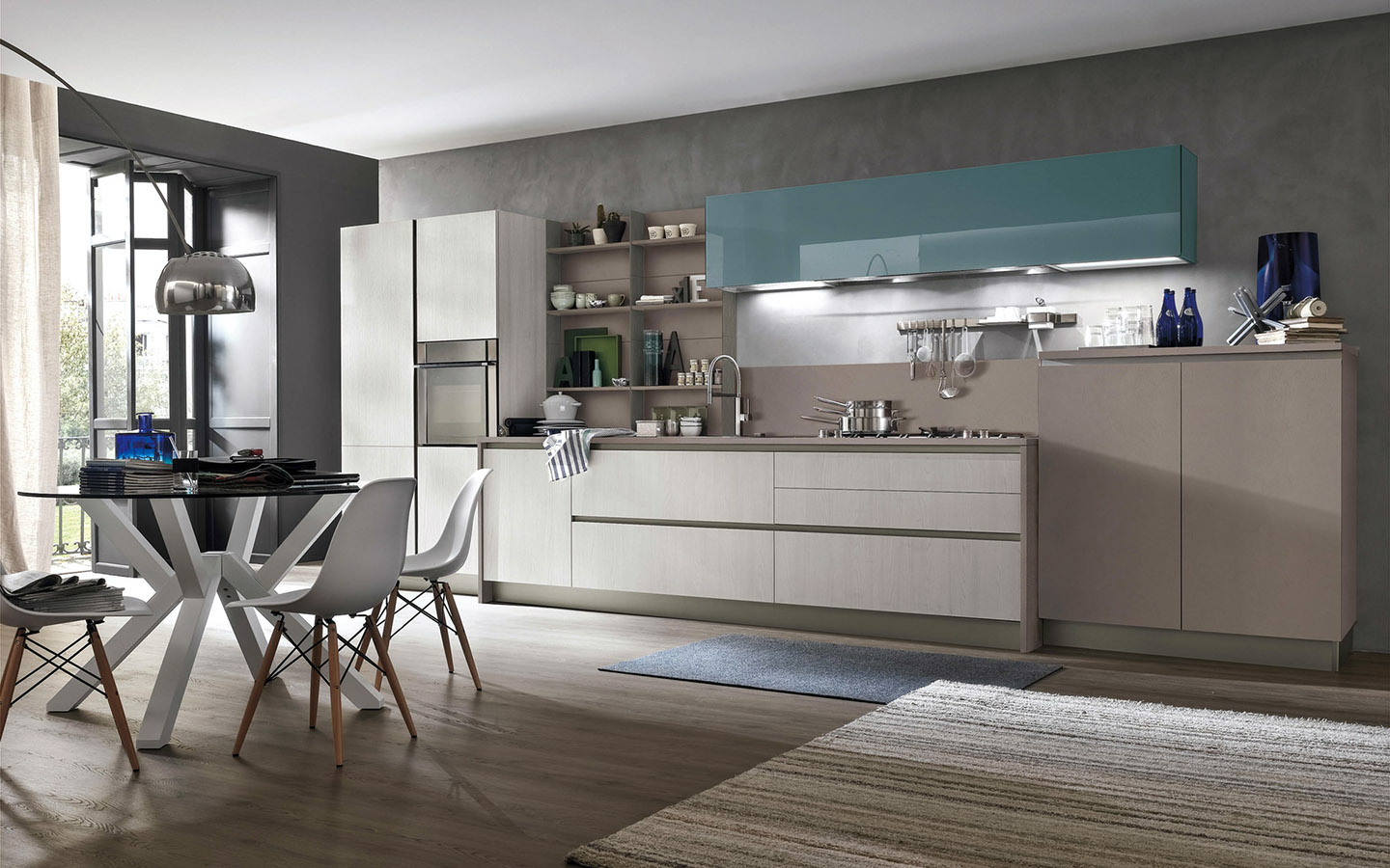 Modern High-Gloss White Kitchen Cabinets